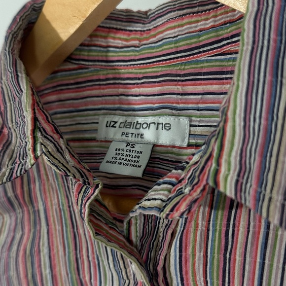 Liz Claiborne Multi-Stripe Button Shirt (Women’s S) rainbow - Picture 3 of 6